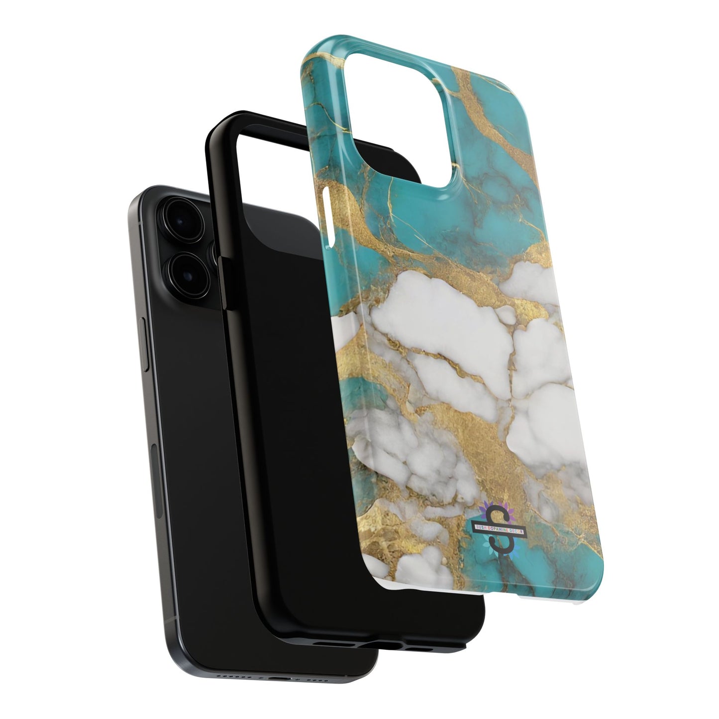 Turqoise Drop Print White Gold Tough Phone Case