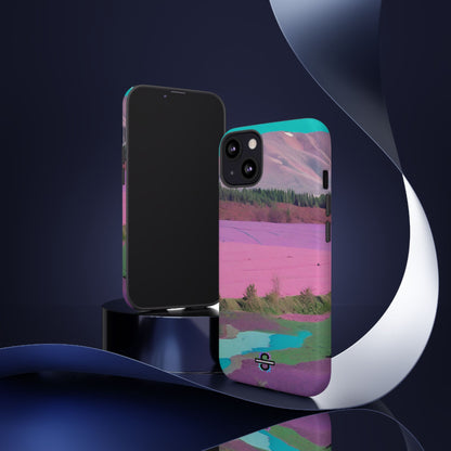 Hard Phone Case, Pink Landscape Design, Dual layer case for Extra Durability and Protection, Glossy or Matte Finish,