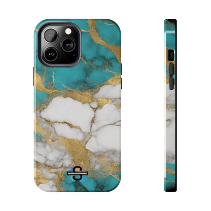Turqoise Drop Print White Gold Tough Phone Case