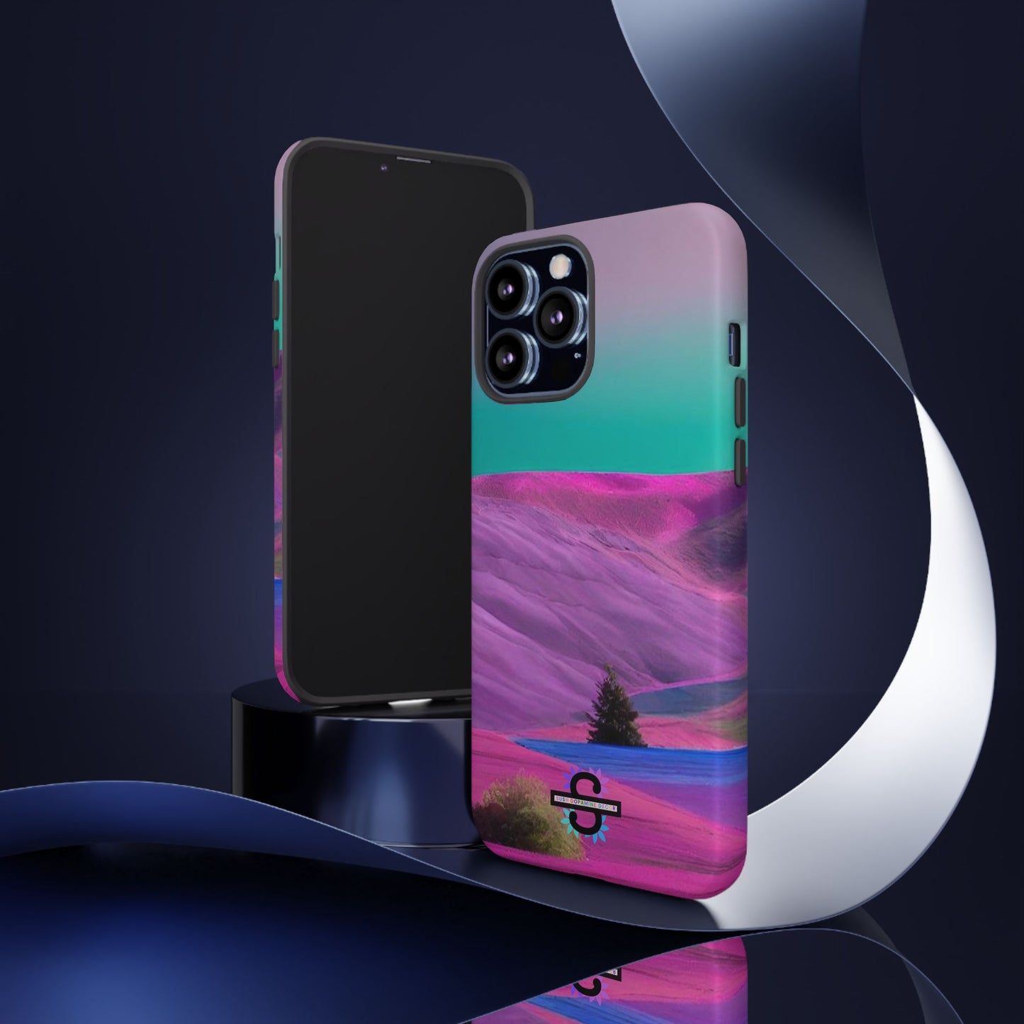 Tough Phone Case - pink purple green blue landscape