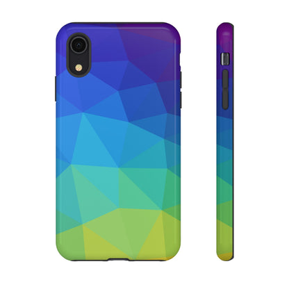 Geometric Gradient Tough Phone Case — Blue Green Polygon Design