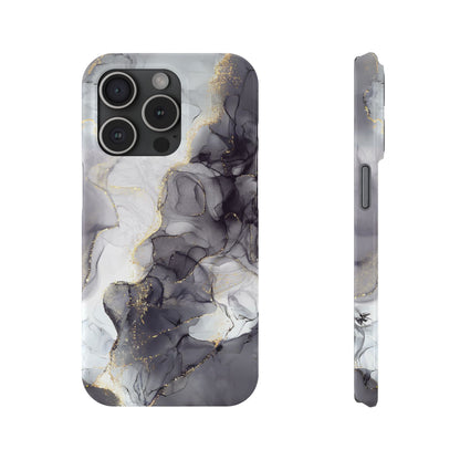 Slim Phone Cases, Black Marble Design