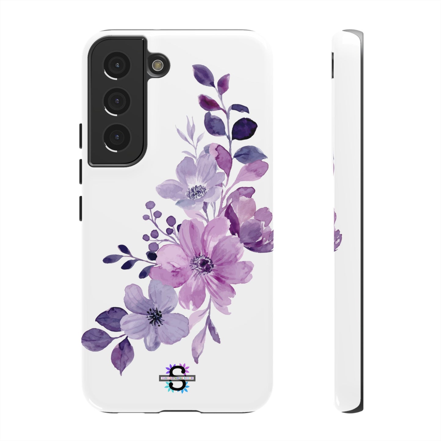 Couverture de téléphone rigide violette florale