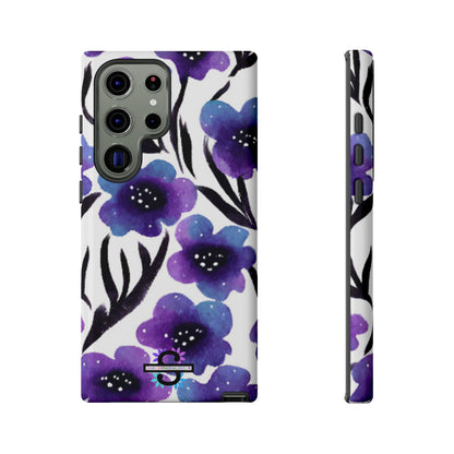 Purple Watercolor Floral Tough Case — Protective Galaxy Flower Phone Cover
