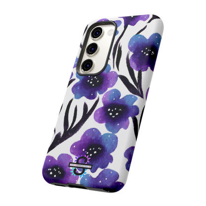 Purple Watercolor Floral Tough Case — Protective Galaxy Flower Phone Cover