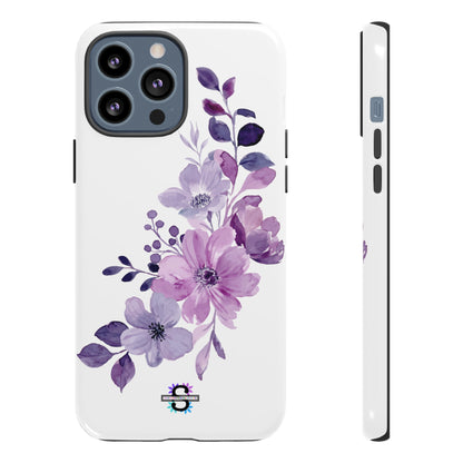 Couverture de téléphone rigide violette florale