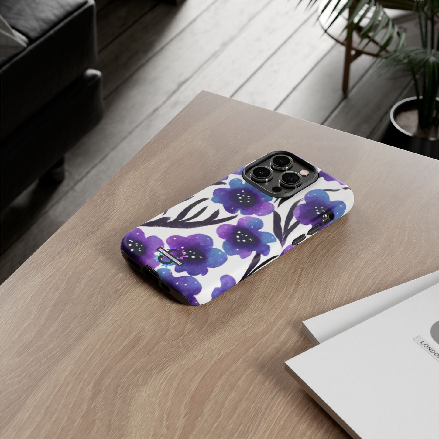 Purple Watercolor Floral Tough Case — Protective Galaxy Flower Phone Cover