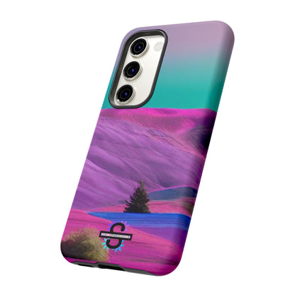 Tough Phone Case - pink purple green blue landscape