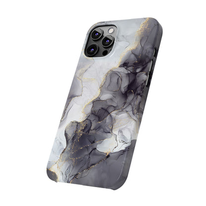 Slim Phone Cases, Black Marble Design