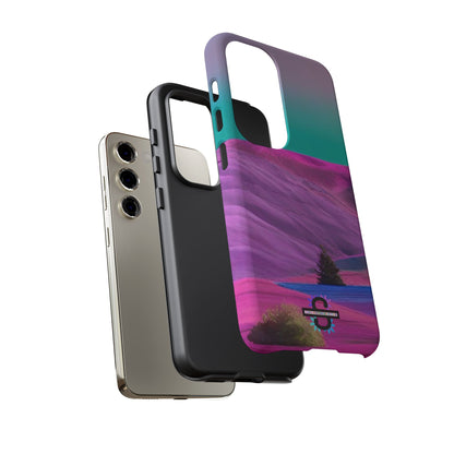 Tough Phone Case - pink purple green blue landscape