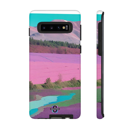 Hard Phone Case, Pink Landscape Design, Dual layer case for Extra Durability and Protection, Glossy or Matte Finish,