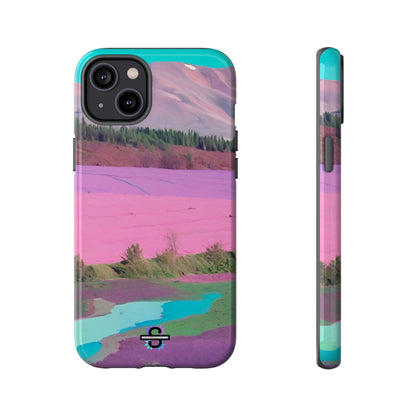 Hard Phone Case, Pink Landscape Design, Dual layer case for Extra Durability and Protection, Glossy or Matte Finish,