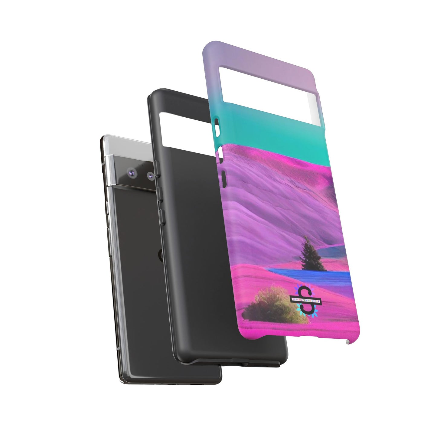 Tough Phone Case - pink purple green blue landscape