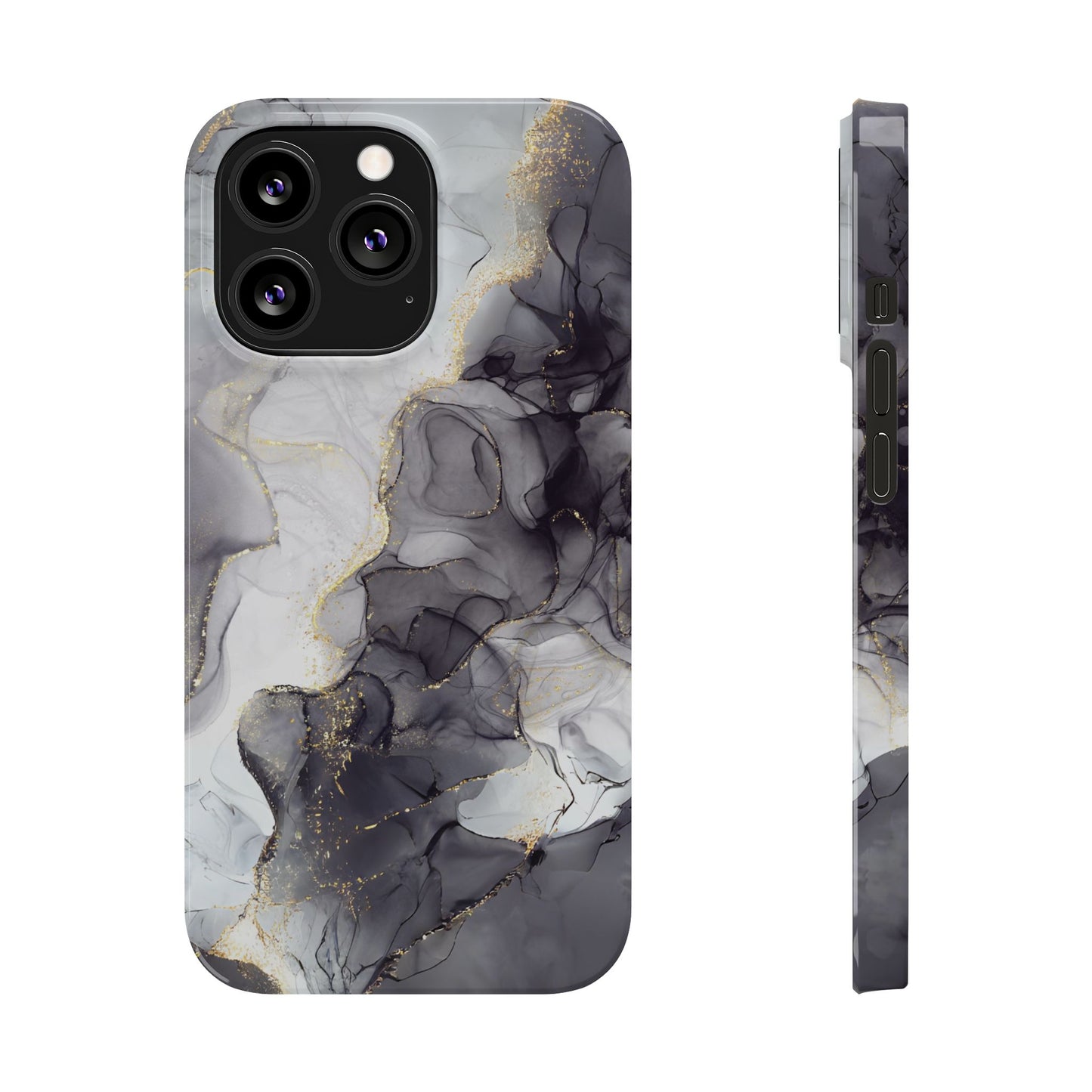 Slim Phone Cases, Black Marble Design