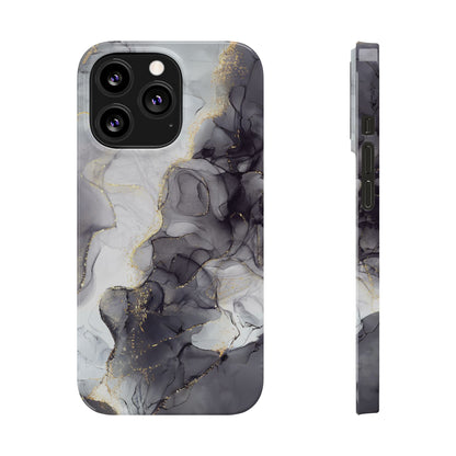Slim Phone Cases, Black Marble Design