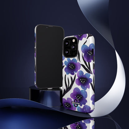 Purple Watercolor Floral Tough Case — Protective Galaxy Flower Phone Cover