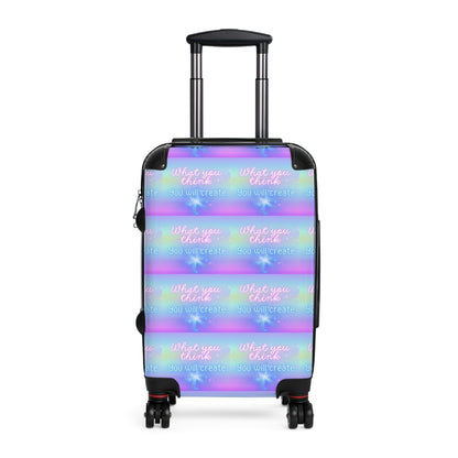 Pink Purple Blue Pastel Gradient Suitcase with Motivational Pattern