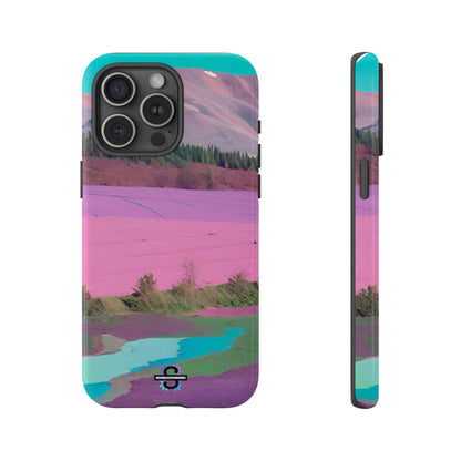 Hard Phone Case, Pink Landscape Design, Dual layer case for Extra Durability and Protection, Glossy or Matte Finish,