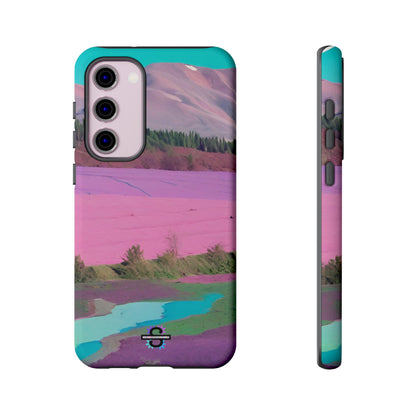 Hard Phone Case, Pink Landscape Design, Dual layer case for Extra Durability and Protection, Glossy or Matte Finish,