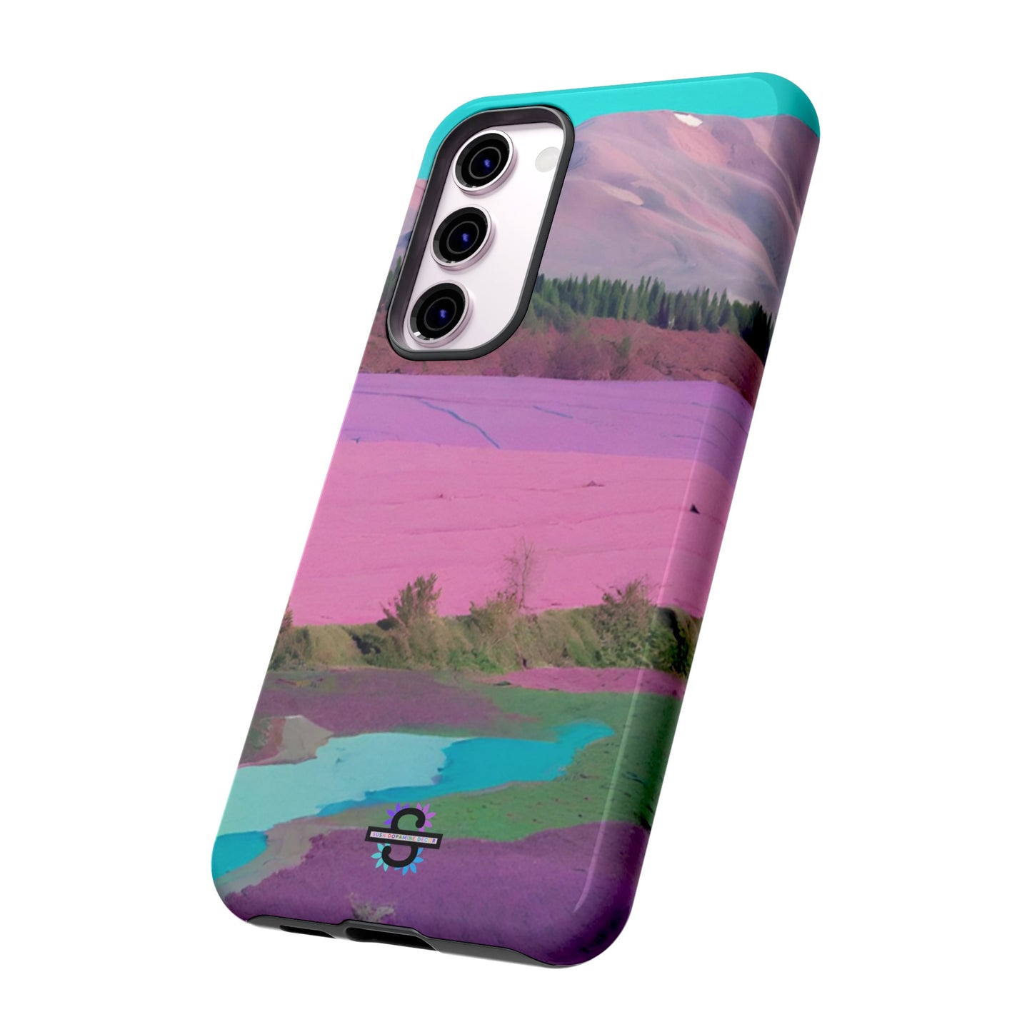 Hard Phone Case, Pink Landscape Design, Dual layer case for Extra Durability and Protection, Glossy or Matte Finish,