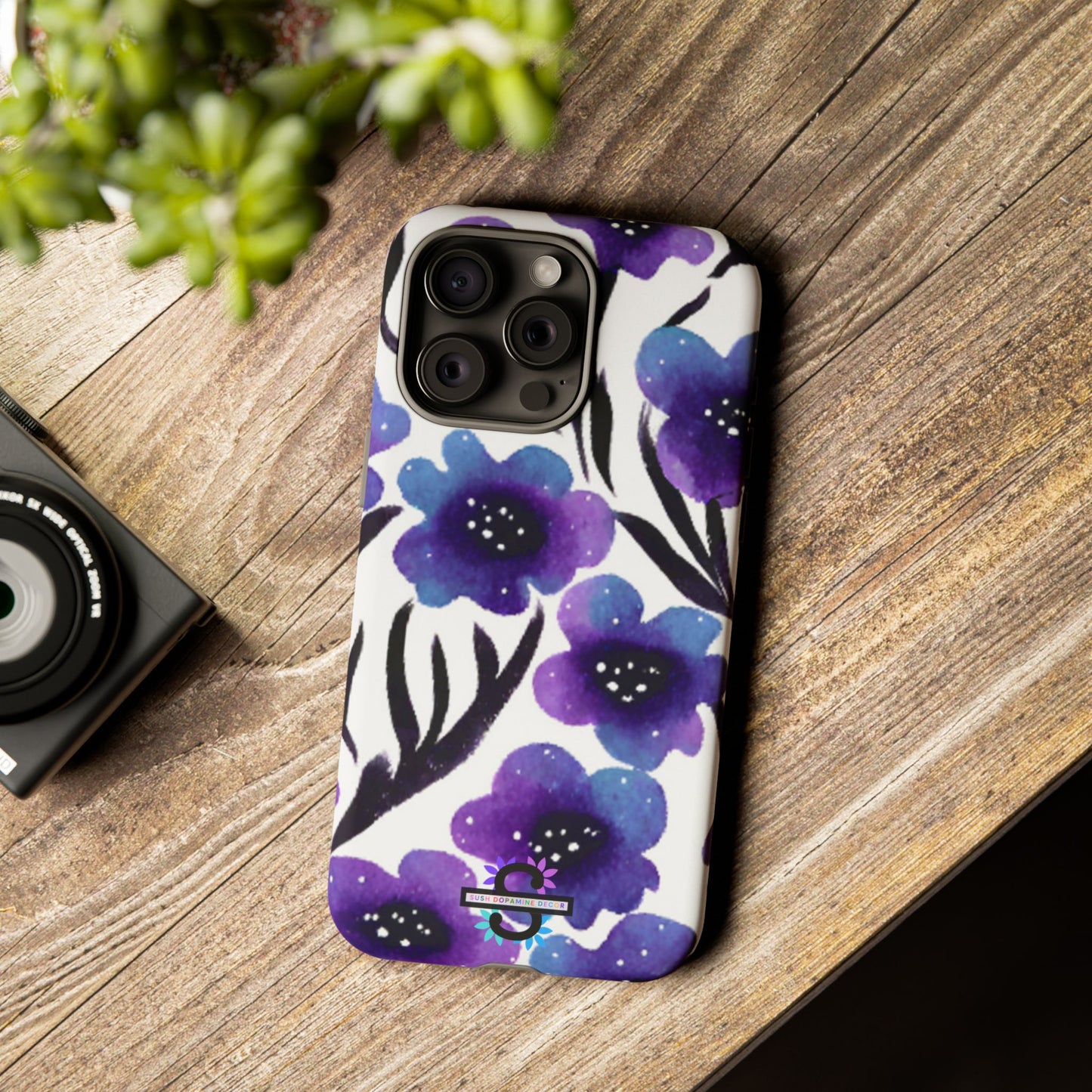 Purple Watercolor Floral Tough Case — Protective Galaxy Flower Phone Cover