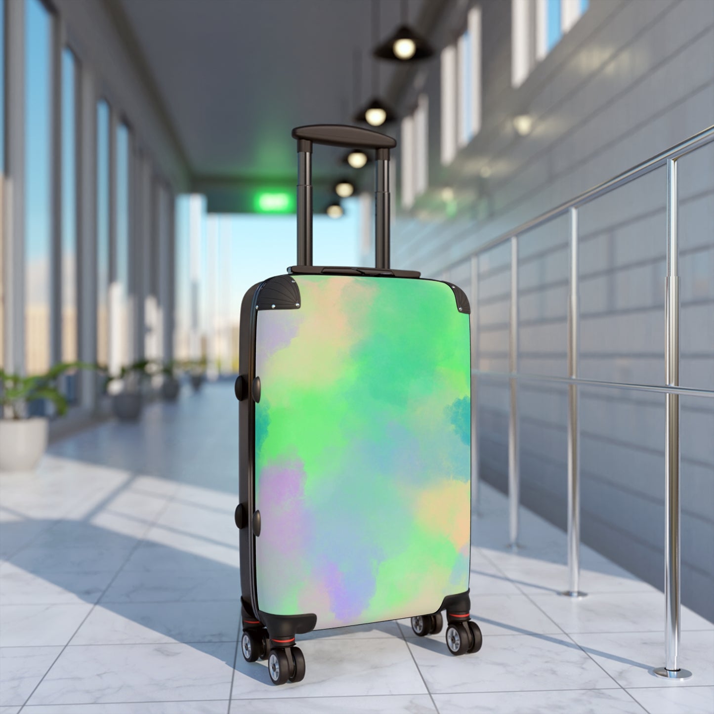 Green Colorful Suitcase, Bright Luggage bags, Travel Accessories, Cabin Bag for Travel, Chromatic