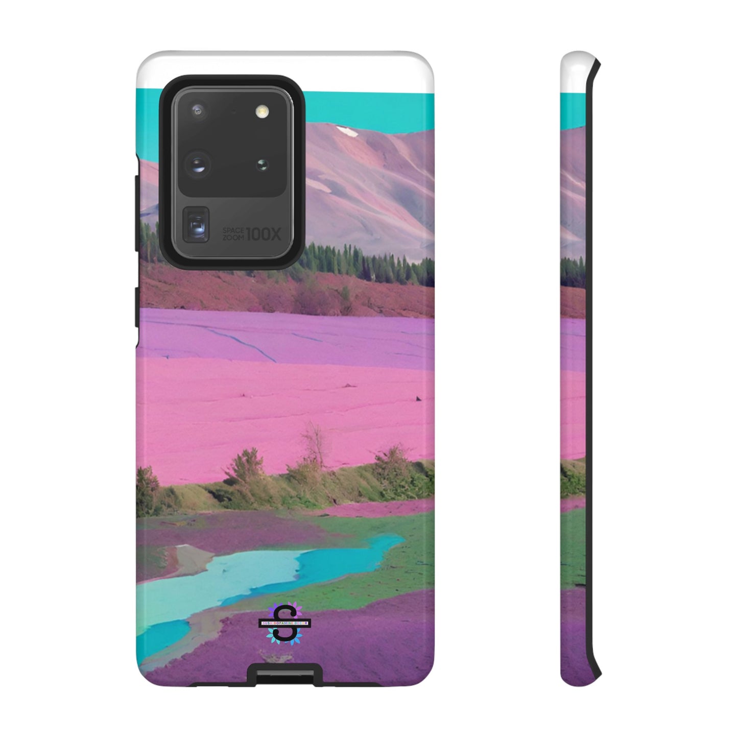 Hard Phone Case, Pink Landscape Design, Dual layer case for Extra Durability and Protection, Glossy or Matte Finish,