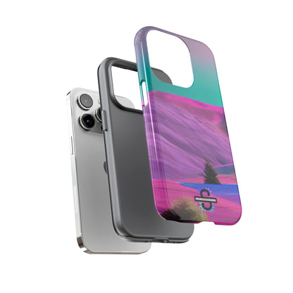 Tough Phone Case - pink purple green blue landscape