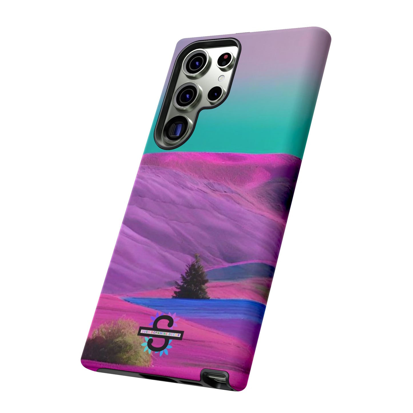 Tough Phone Case - pink purple green blue landscape