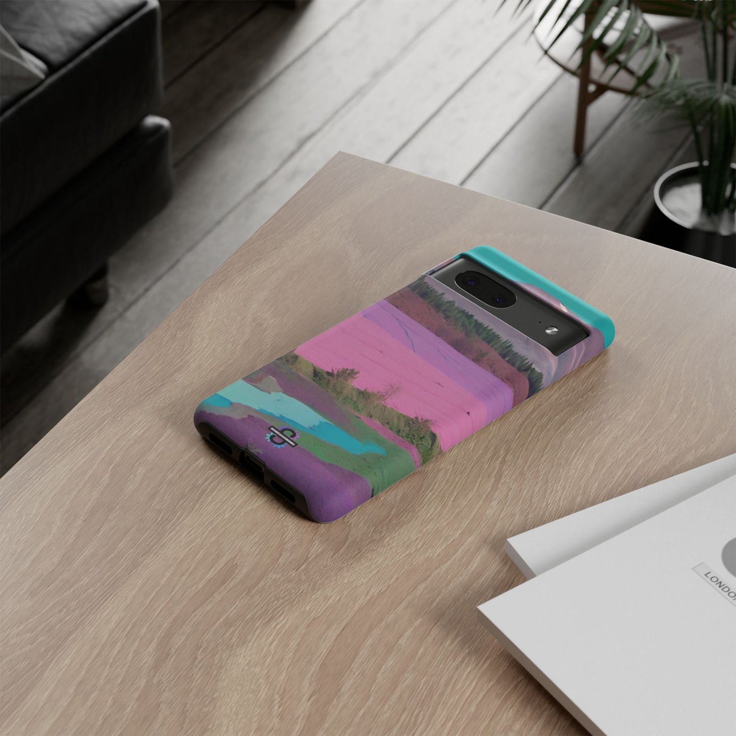 Hard Phone Case, Pink Landscape Design, Dual layer case for Extra Durability and Protection, Glossy or Matte Finish,