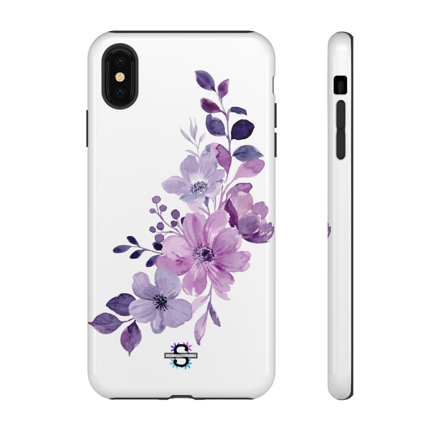 Couverture de téléphone rigide violette florale