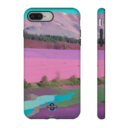 Hard Phone Case, Pink Landscape Design, Dual layer case for Extra Durability and Protection, Glossy or Matte Finish,