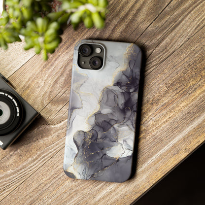 Slim Phone Cases, Black Marble Design