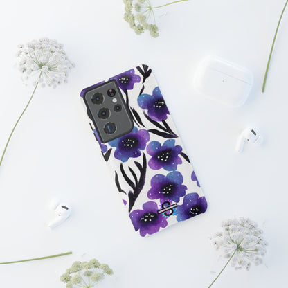 Purple Watercolor Floral Tough Case — Protective Galaxy Flower Phone Cover