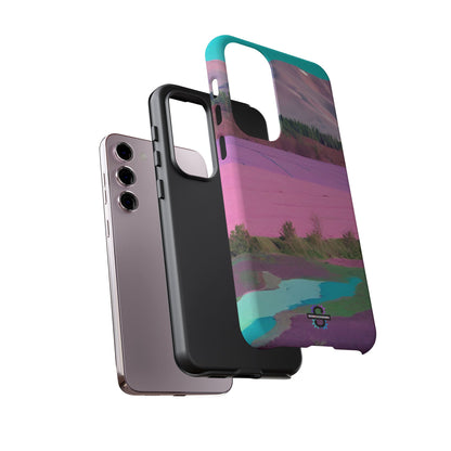 Hard Phone Case, Pink Landscape Design, Dual layer case for Extra Durability and Protection, Glossy or Matte Finish,