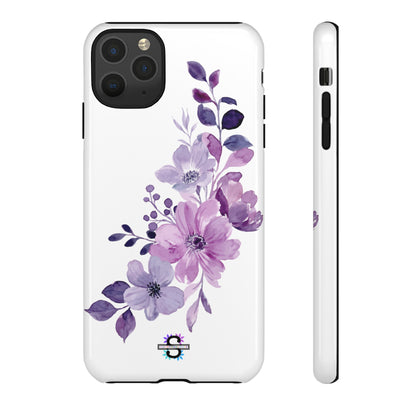 Couverture de téléphone rigide violette florale