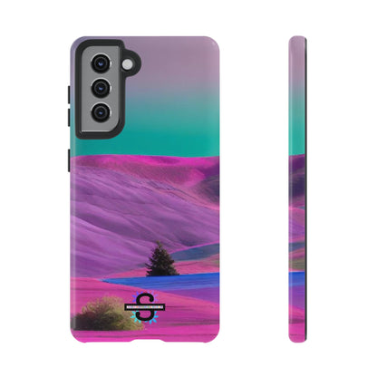 Tough Phone Case - pink purple green blue landscape