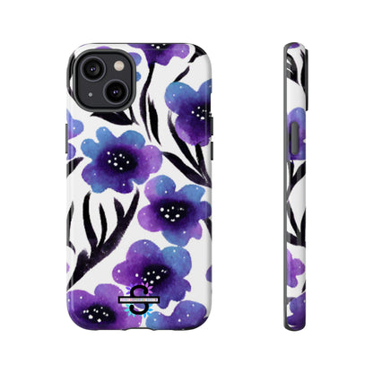 Purple Watercolor Floral Tough Case — Protective Galaxy Flower Phone Cover