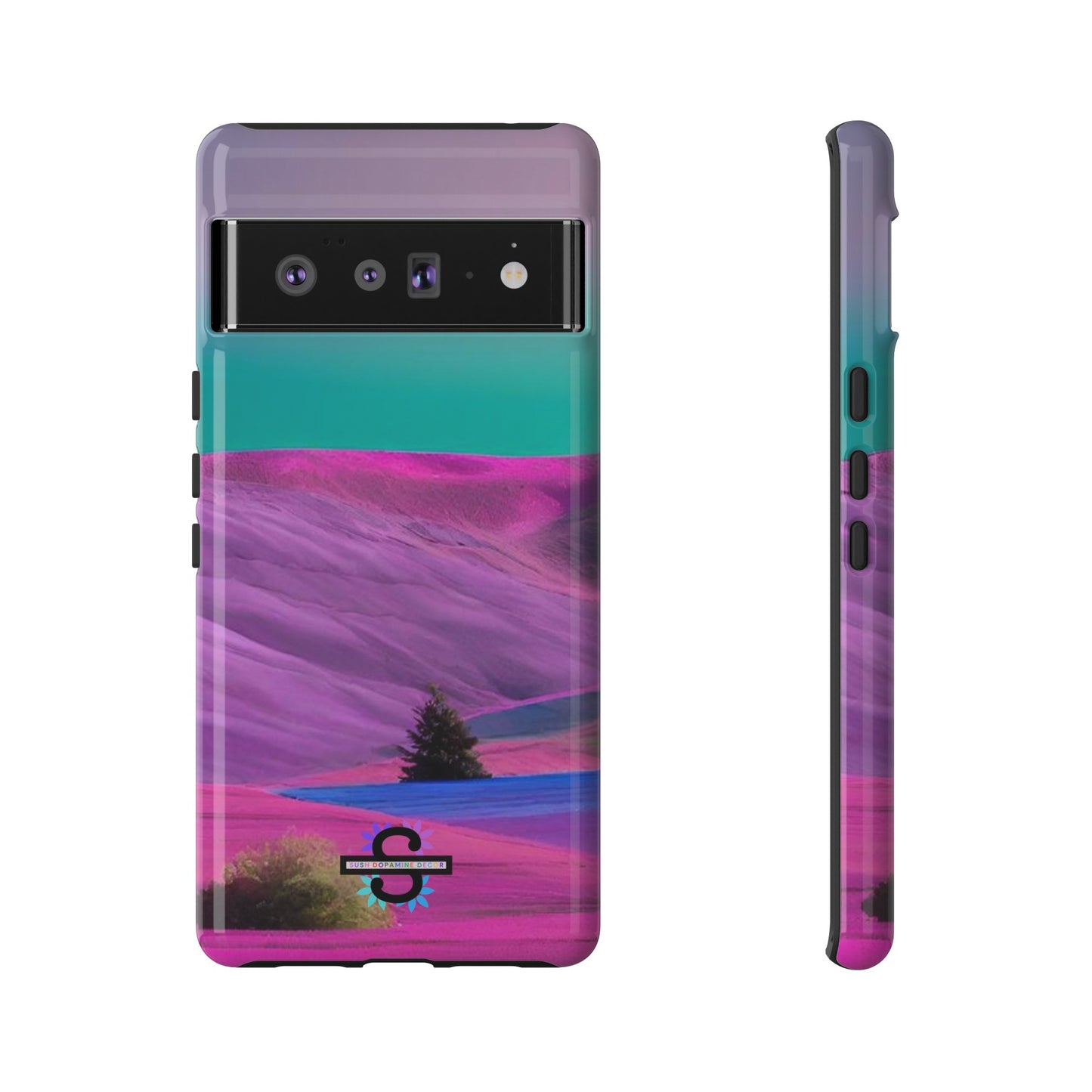 Tough Phone Case - pink purple green blue landscape