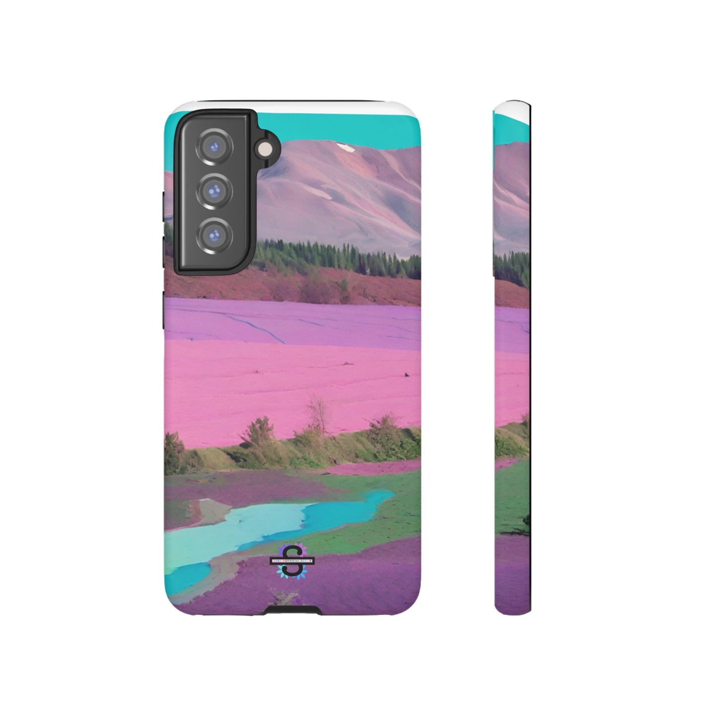 Hard Phone Case, Pink Landscape Design, Dual layer case for Extra Durability and Protection, Glossy or Matte Finish,