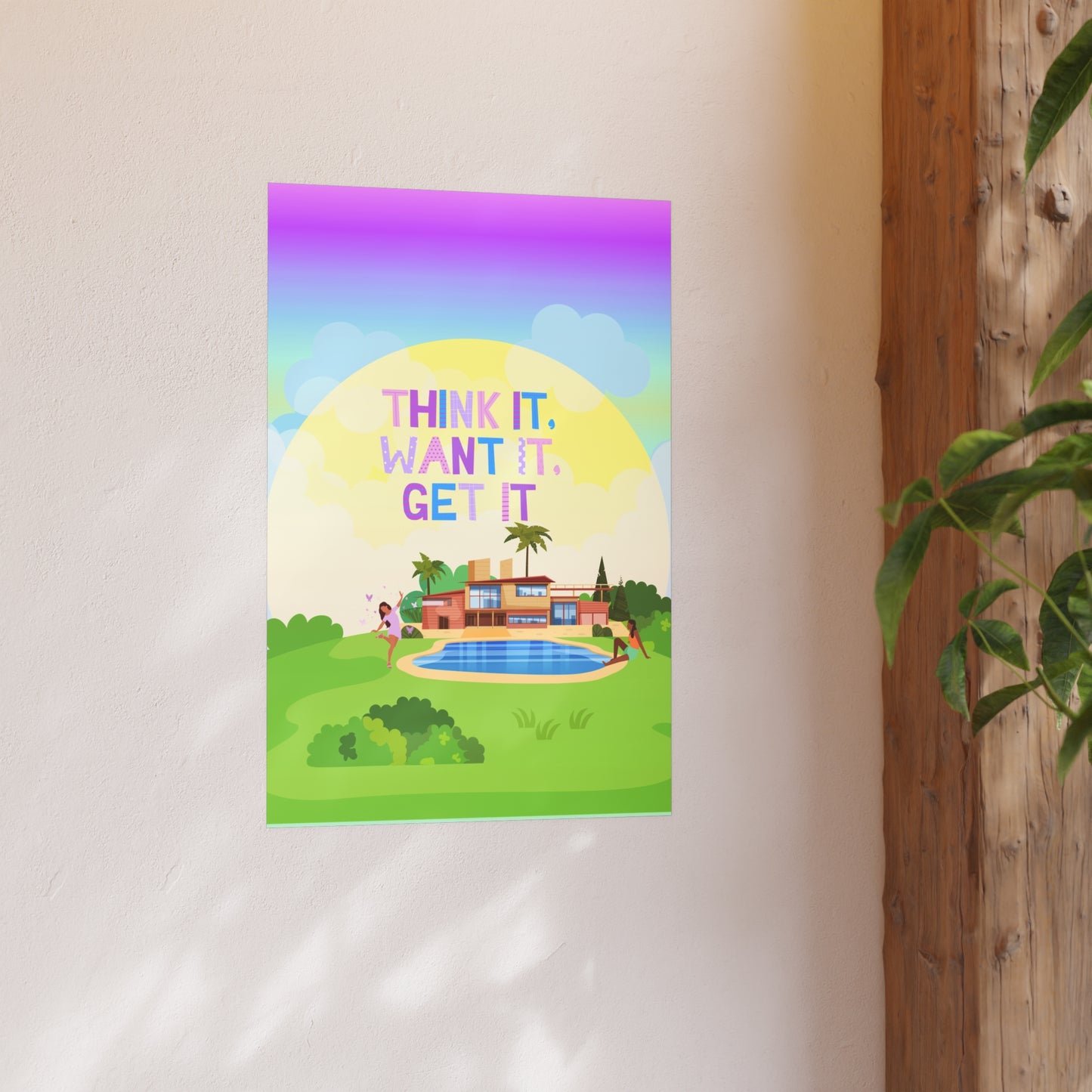 Prosperity Manifestation Posters, Mansion with a Pool Wall Poster for Manifestation