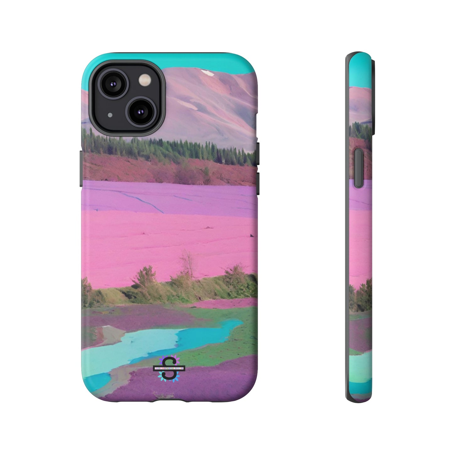 Hard Phone Case, Pink Landscape Design, Dual layer case for Extra Durability and Protection, Glossy or Matte Finish,