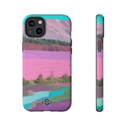 Hard Phone Case, Pink Landscape Design, Dual layer case for Extra Durability and Protection, Glossy or Matte Finish,