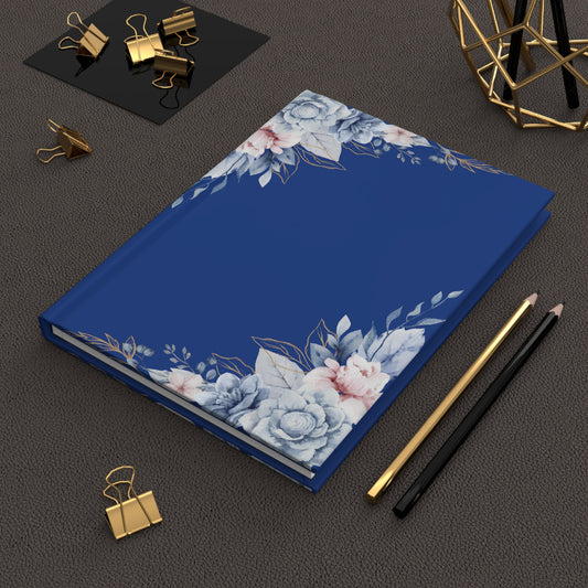 Royal Blue Floral Hardcover Journal - Blue floral design