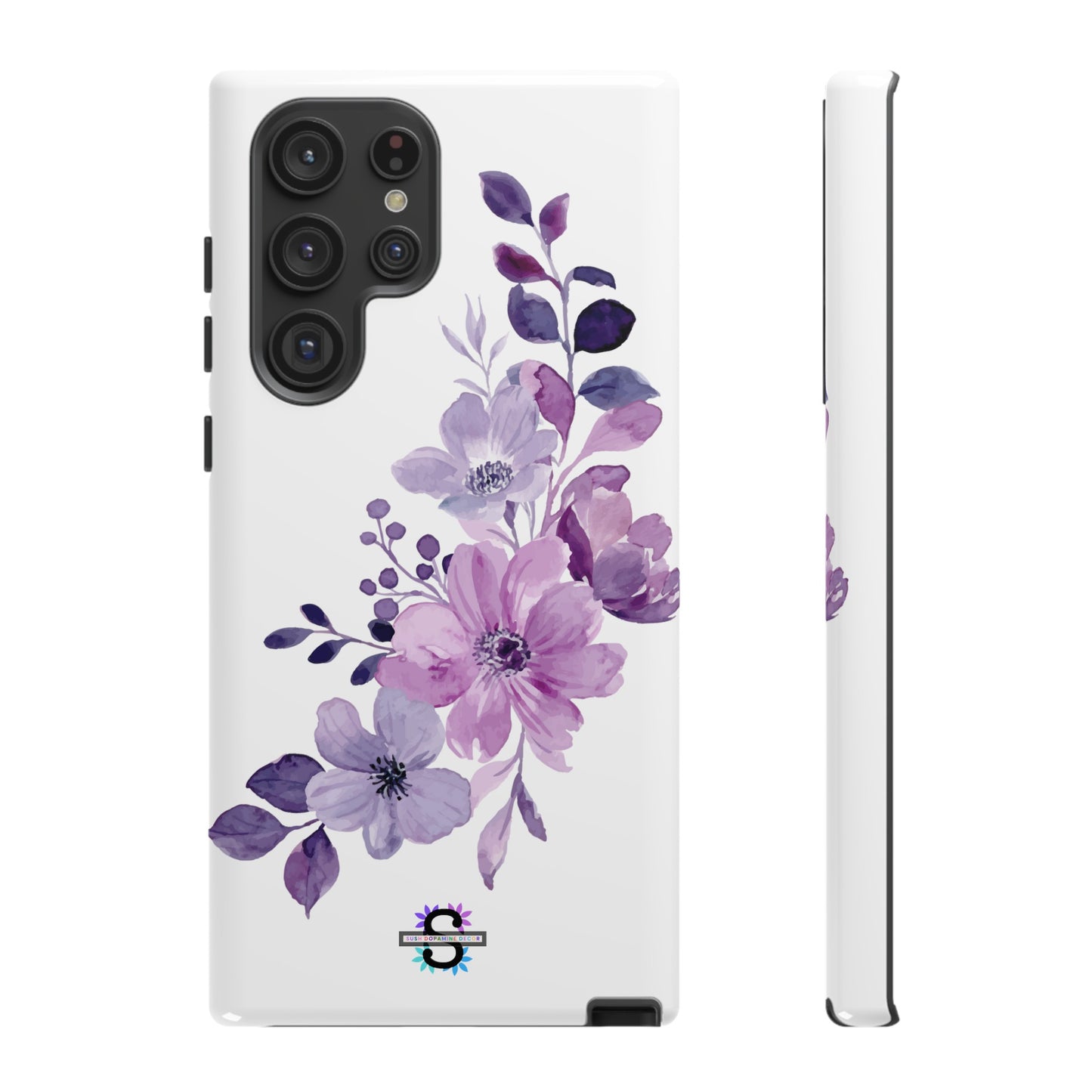 Couverture de téléphone rigide violette florale