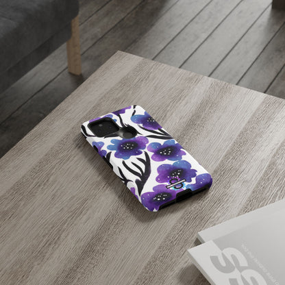 Purple Watercolor Floral Tough Case — Protective Galaxy Flower Phone Cover