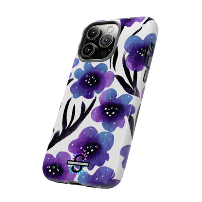 Purple Watercolor Floral Tough Case — Protective Galaxy Flower Phone Cover