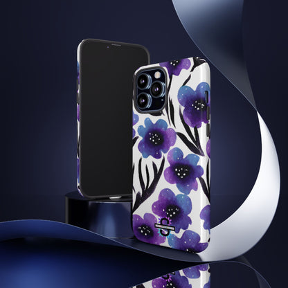 Purple Watercolor Floral Tough Case — Protective Galaxy Flower Phone Cover
