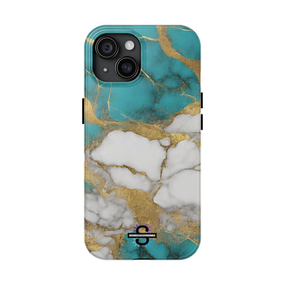 Turqoise Drop Print White Gold Tough Phone Case