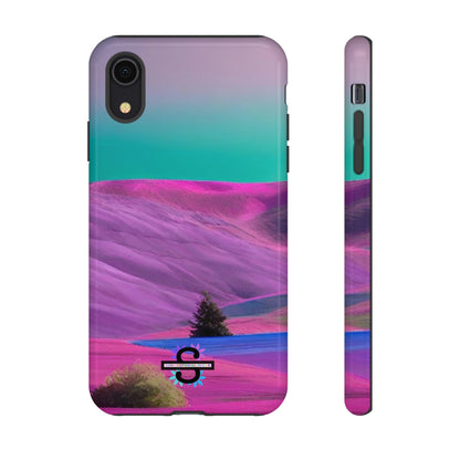 Tough Phone Case - pink purple green blue landscape